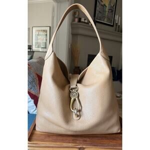 Dooney & Bourke Belvedere Caramel Pebbled Leather Logo Lock Shoulder Bag⁠
